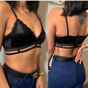 Velvet Bralette with Cage Detail